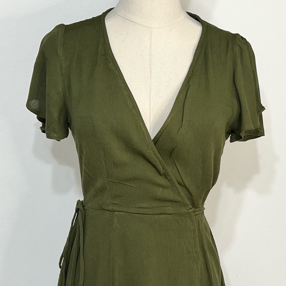 Lulus Harbor Point Olive Green Wrap Dress Women's Size XS - Picture 2 of 11